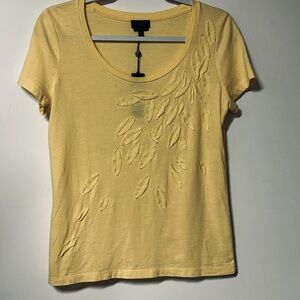 Talbots Petites Soft Yellow Cotton Top Women S       NWT